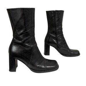 Vintage Y2K Browns ID Black Square Toe Boots